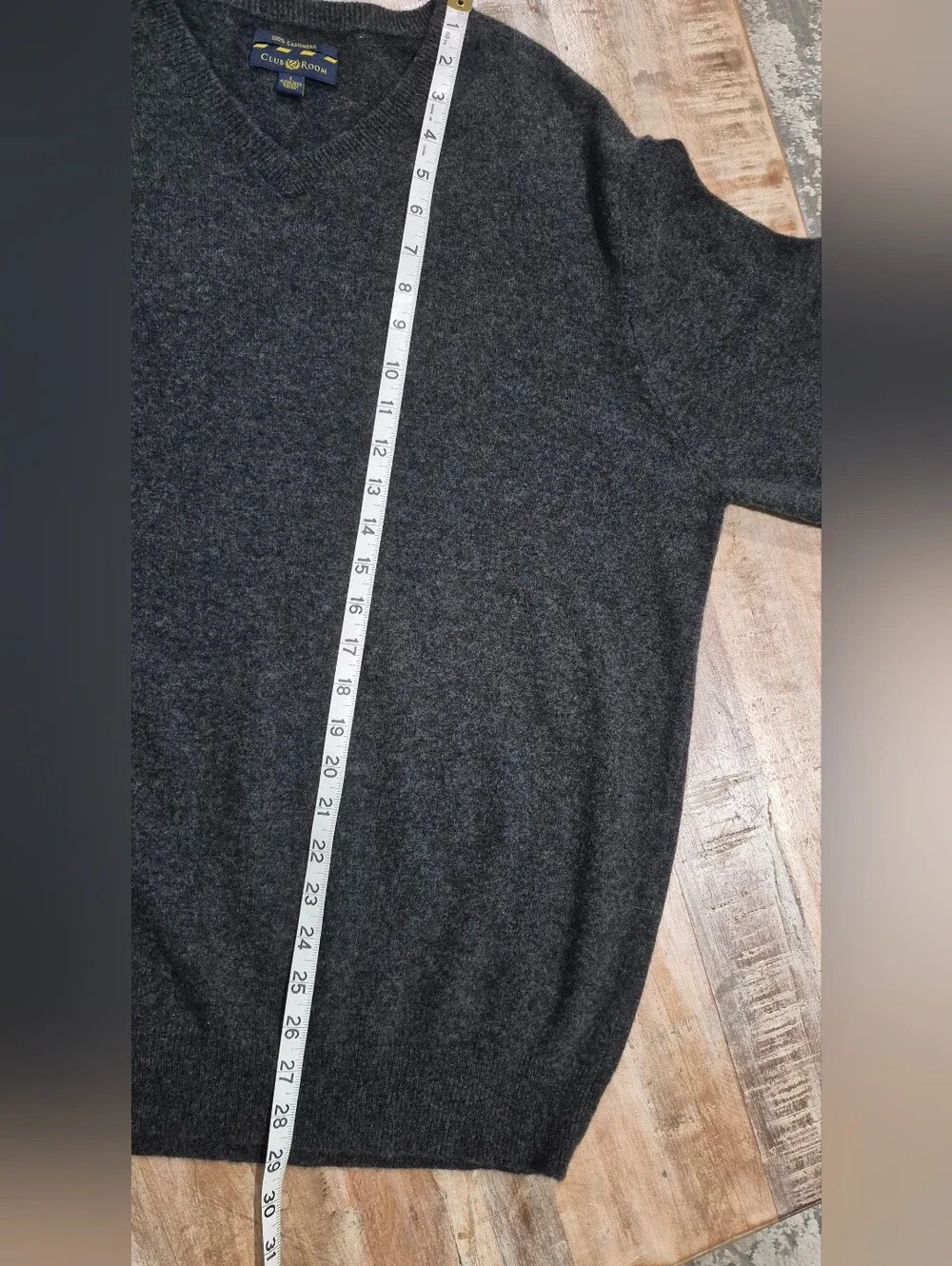 Club Room 100% Cashmere Charcoal V-Neck Sweater (Size L) | Soft Luxury Knit
